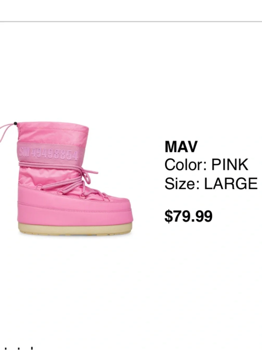 Steve Madden Pink Mav Moon Boots NIB size 9/10